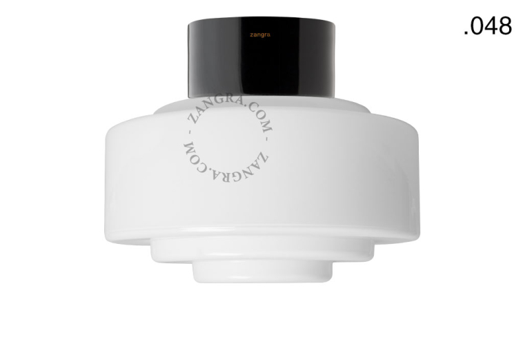 Lampa  porcelanowa czarna klosz 048 szkło opalowe - Zangra