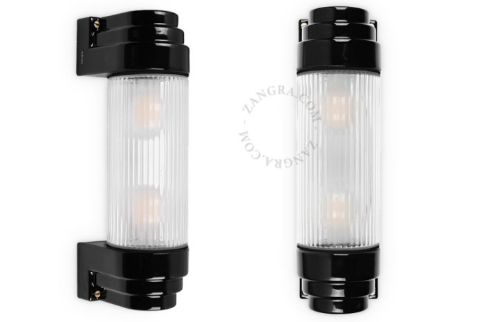 Porcelanowa lampa ścienna CASSIS  czarna - Zangra