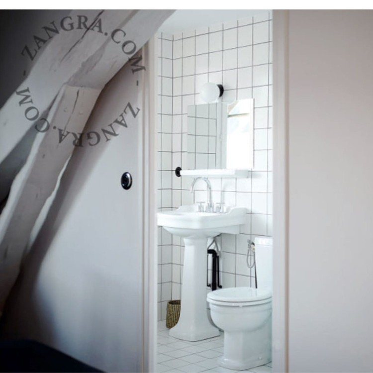 Kinkiet łazienkowy porcelanowy klosz 006 szkło opalowe - Zangra