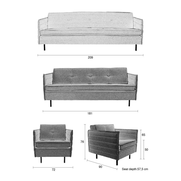 Fotel JAEY 1-SEATER COMFORT jasnoszary - Zuiver