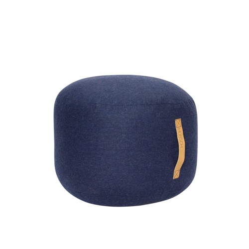 Pufa STRAP ROUND SMALL,jodełkowy wzór, niebieska -