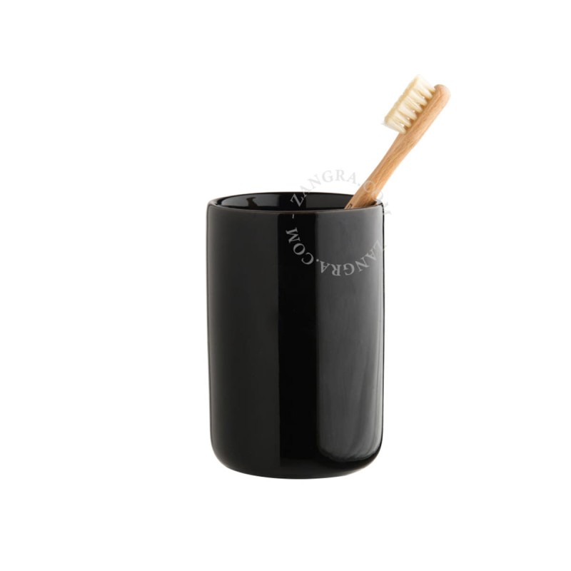 Kubek łazienkowy na szczoteczki czarny - Zangra