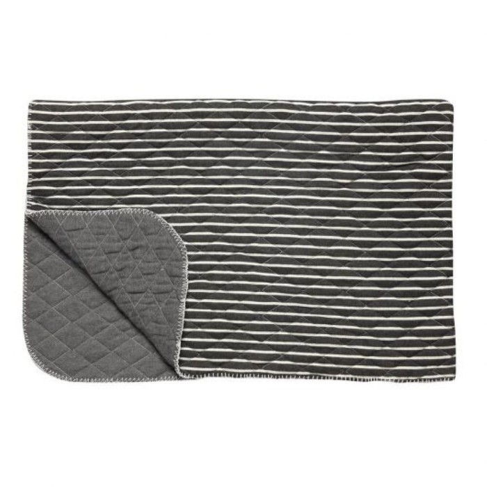 Pled szaro-białe paski  Stripes - Hübsch