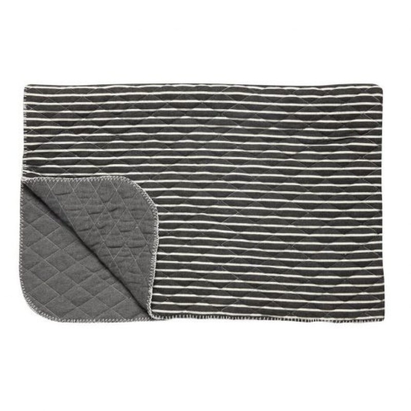 Pled szaro-białe paski  Stripes - Hübsch