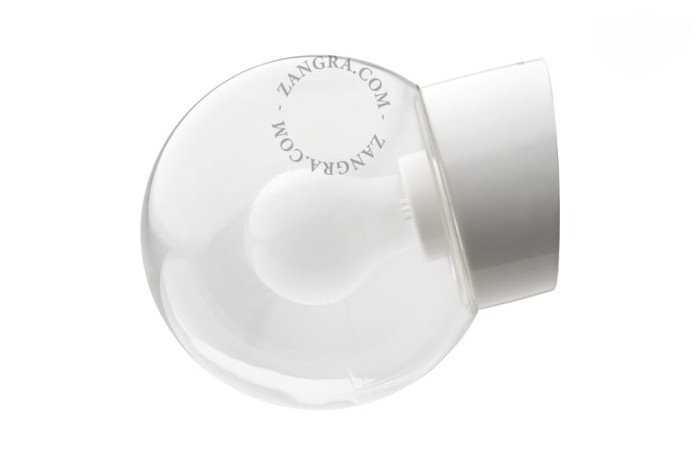 Lampa łazienkowa porcelanowa klosz 005 przezroczyste szkło. - Zangra
