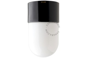 Wodoodporna lampa czarna porcelanowa 010 opal szkło - Zangra