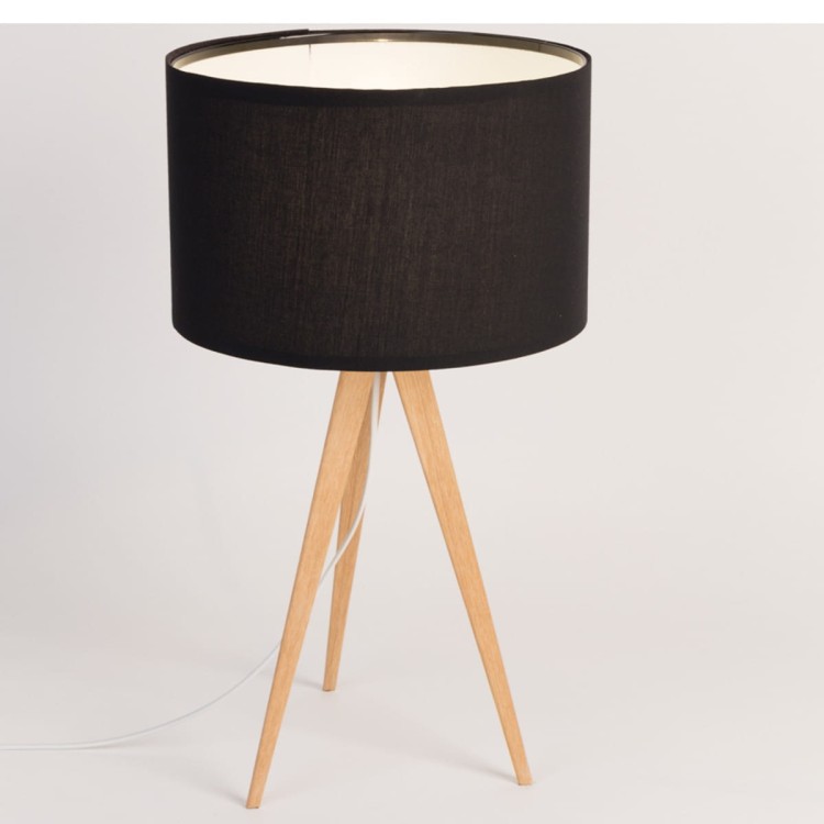 Lampa stołowa TRIPOD WOOD czarna - Zuiver