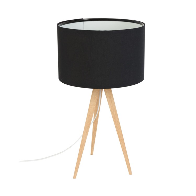Lampa stołowa TRIPOD WOOD czarna - Zuiver