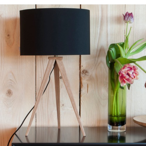 Lampa stołowa TRIPOD WOOD czarna - Zuiver